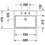 Duravit Waschtisch VERO AIR o ÜL m HLB geschli 600x470mm 3 HL weiß