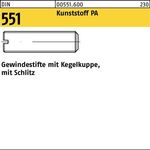 Gewindestift DIN 551 Kegelkuppe/Schlitz M4x 16 Polyamid 100 Stück - VPE: 100