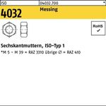 Sechskantmutter ISO 4032 M33 Messing 5 Stück - VPE: 5