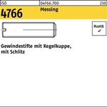 Gewindestift ISO 4766 Kegelkuppe/Schlitz M4x 10 Messing 100 Stück - VPE: 100