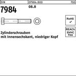 Zylinderschraube DIN 7984 Innen-6kt M6x 55 8.8 200 Stück - VPE: 200