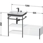 Duravit Waschtischset HAPPY D.2 PLUS 1200x490mm ohne Hahnloch weiß seidenmatt