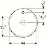 Geberit Einbauwaschtisch VariForm rd d= 480mm m HLB ohne Überlauf weiß KT