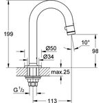 Grohe Waschtisch-Standventil UNI 1/2Zoll C-Auslauf su-st