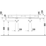 Duravit Aufsatzbecken BENTO STARCK BOX o ÜL m Hahnlochinsel 2 HL 1340x460mm we