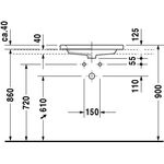 Duravit Einbauwaschtisch 2ND FLOOR m ÜL HLB 600x430mm 1 HL Innenbecken weiß