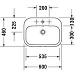 Duravit Einbauwaschtisch HAPPY D.2 m ÜL HLB 600x460mm 3 Hahnlöcher weiß WG