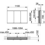 Keuco Spiegelschrank ROYAL MODULAR 2.0 Breite 1100mm Höhe 700mm Tiefe 120mm