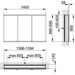 Keuco Spiegelschrank ROYAL MODULAR 2.0 Breite 1400mm Höhe 900mm Tiefe 160mm