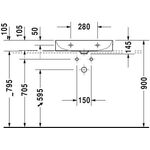 Duravit Waschtisch DURASQUARE o ÜL m HLB geschli 600x470mm o HL weiß