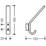 Hewi Garderobenhaken SERIE 477 163mm, mit Distanzstück umbra