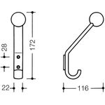 Hewi Garderobenhaken SERIE 477 172mm hoch, mit Kugel senfgelb