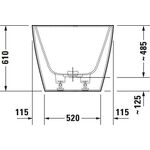 Duravit Badewanne DURASQUARE 1600x750 freist 2 Rückenschrägen weiß