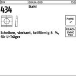 U-Scheibe DIN 434 vierkant keilförmig 24 Stahl Neigung 8% 100 Stück - VPE: 100