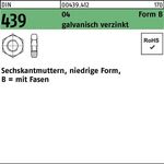 Sechskantmutter DIN 439/ISO 4035 FormB BM 16 Automatenstahl galv.verz. 100St. - VPE: 100