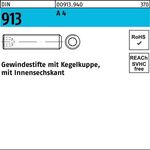 Gewindestift DIN 913 Kegelkuppe/Innen-6kt M20x 30 A 4 10 Stück - VPE: 10