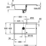 Grohe Kompositspüle K400 m Abtr. 1000x500mm granit sw