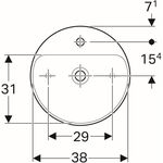 Geberit Aufsatzwaschtisch VariForm rd d= 45cm m HLB ohne Überlauf weiß KT