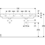 Geberit Doppelwaschtisch RENOVA PLAN 1300x480mm o Hahnloch mit Überlauf weiß