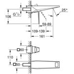 Grohe 2-Loch-WT-Wandbatterie ALLURE BRIL FMS Ausl 161mm hard graphite gebürstet