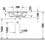 Duravit Waschtisch VIU 630x490mm m ÜL m HLB 3 HL weiß WG