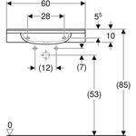 Geberit Waschtisch PUBLICA 600x550mm o HL o ÜL o Ausschnitte weiß