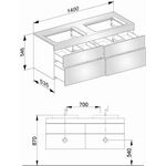 Keuco Waschtischunterbau EDITION 400 1400x546x535mm o HL-Boh we h Glas ca kl