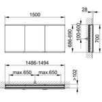 Keuco Spiegelschrank ROYAL MODULAR 2.0 Breite 1500mm Höhe 700mm Tiefe 120mm