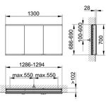 Keuco Spiegelschrank ROYAL MODULAR 2.0 Breite 1300mm Höhe 700mm Tiefe 120mm