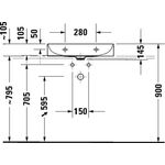 Duravit Waschtisch DURASQUARE COMPACT o ÜL m HLB geschli 600x400mm 1 HL we WG