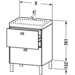 Duravit Waschtischunterbau BRIOSO 701x600x480mm m WT Vero Air Gri chr 1 HL