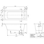 V&B Whirlpoolsystem ARCHITECTURA m BW R-eck 160x70 Tech. Pos 1 we