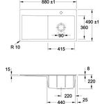 V&B Einbauspüle SUBWAY STYLE 50 FLAT 880x490mm Be re Exzent. snow white