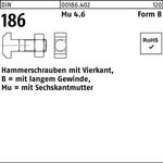 Hammerschraube DIN 186 FormB Vierkant 6-ktmutter BM 24x 110 Mu 4.6 1 Stück