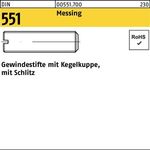 Gewindestift DIN 551 Kegelkuppe/Schlitz M4x 5 Messing 100 Stück - VPE: 100