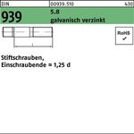 Stiftschraube DIN 939 M16x45 5.8 galv.verz. Einschraubende=1,25d 50St. - VPE: 50