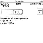 Kegelstift DIN 7978/ISO 8736 Innengewinde A 8x 24 Stahl Kegel 1:50 10 Stück - VPE: 10