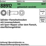 Zylinderflanschschraube R 88912 Sperr-Ripp Innen-6kt M10x25 100 galv.verz. 200St - VPE: 200