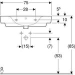 Geberit Waschtisch RENOVA PLAN 750x480mm m Abl. o HL m Überlauf weiß KT