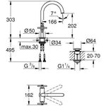 Grohe WT-Einlochbatterie ATRIO 1/2Zoll, L-Size hard graphite gebürstet