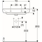 Geberit Waschtisch SMYLE m HL mit Überlauf 700x480mm weiß KT