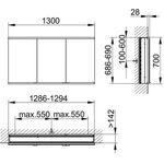 Keuco Spiegelschrank ROYAL MODULAR 2.0 Breite 1300mm Höhe 700mm Tiefe 160mm