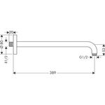 HG Brausearm DN 15 389mm, 90Grad, mattschwarz