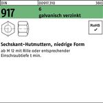 Sechskanthutmutter DIN 917 niedrige FormM16 6 galv.verz. 50 Stück - VPE: 50