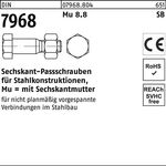 Sechskantpassschraube DIN 7968 Mutter M12x 35 8.8 1 Stück