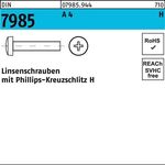 Linsenschraube DIN 7985 PH M3x 12-H A 4 1000 Stück - VPE: 1000