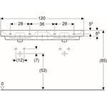 Geberit Doppelwaschtisch SMYLE Square 1200x480mm m Hahnloch mit Überlauf weiß