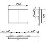 Keuco Spiegelschrank ROYAL MODULAR 2.0 Breite 1000mm Höhe 700mm Tiefe 120mm