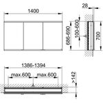 Keuco Spiegelschrank ROYAL MODULAR 2.0 Breite 1400mm Höhe 700mm Tiefe 160mm