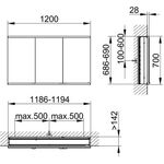 Keuco Spiegelschrank ROYAL MODULAR 2.0 Breite 1200mm Höhe 700mm Tiefe 160mm